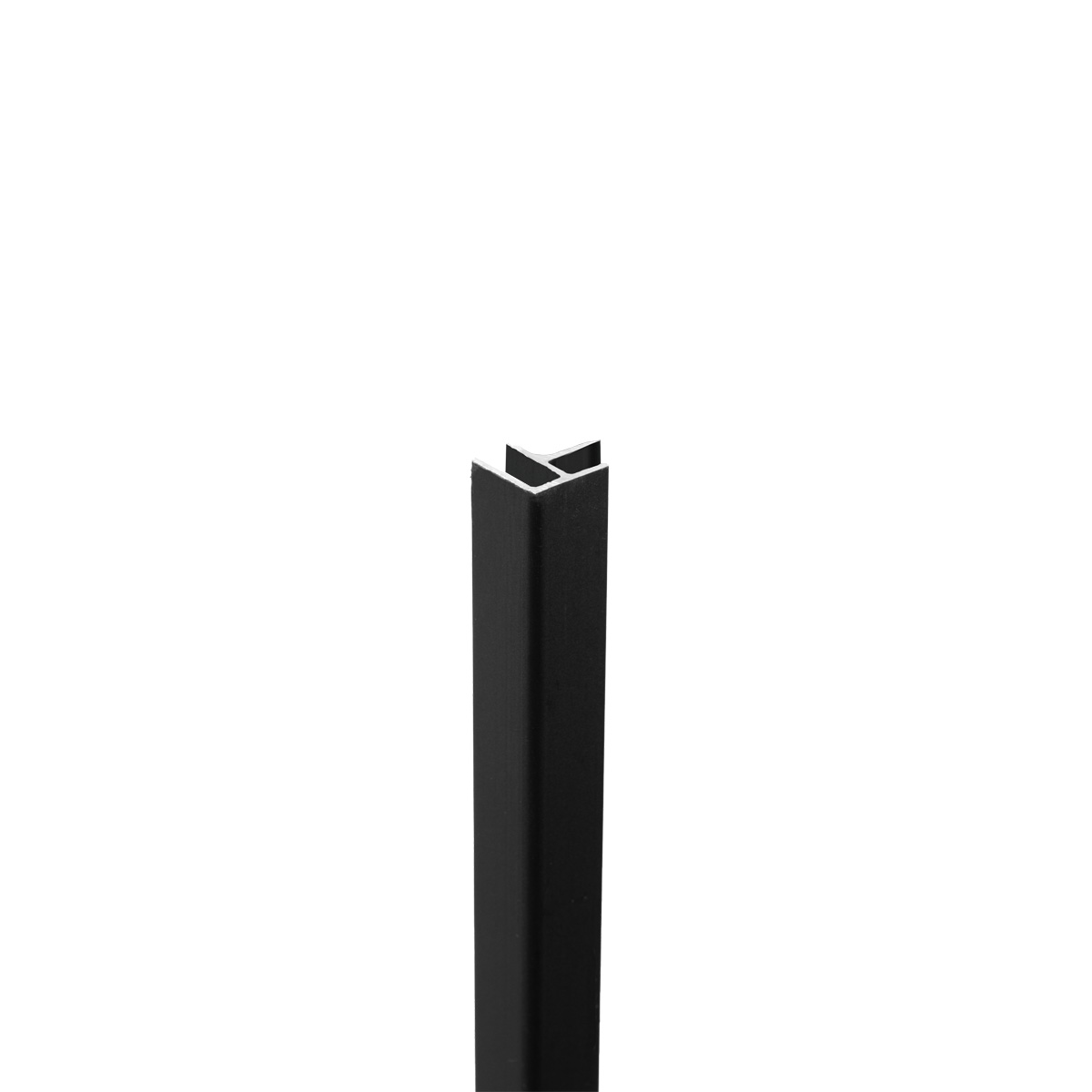 Binnen- en buitenhoekprofiel zwart pvc wand